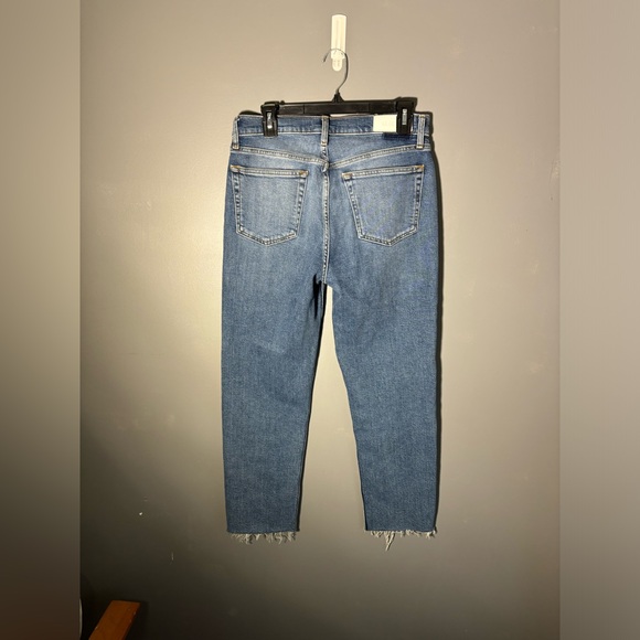 Re/Done 70s Stovepipe High Rise Crop Frayed Hem Jeans Size 29 - Picture 2 of 5